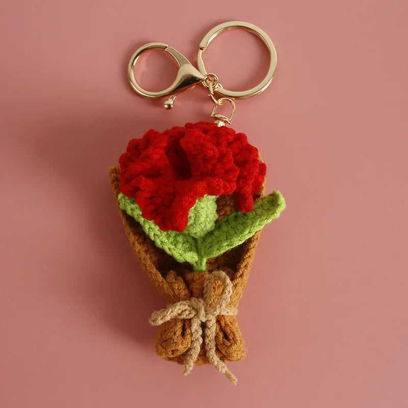 Flower Keychain Cute Crochet Floral Keyring for Bags and Gifts