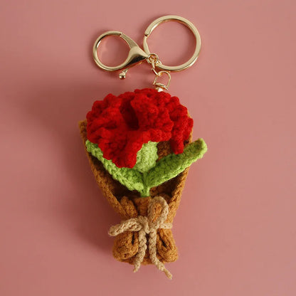 Flower Keychain Cute Crochet Floral Keyring for Bags and Gifts