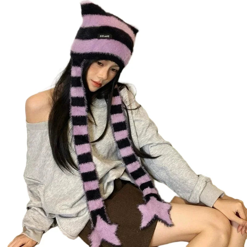 Women’s Winter Scarf – Plush Plaid Long Knit Warm Wrap