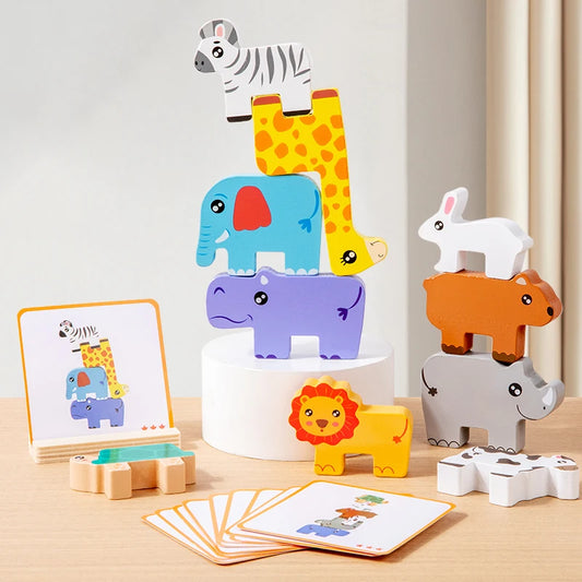 Wooden Animal Stacking Toy Balance Game for Kids