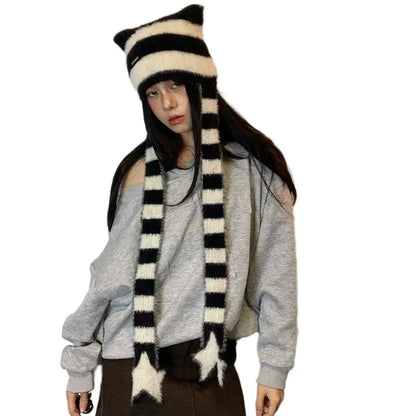 Women’s Winter Scarf – Plush Plaid Long Knit Warm Wrap