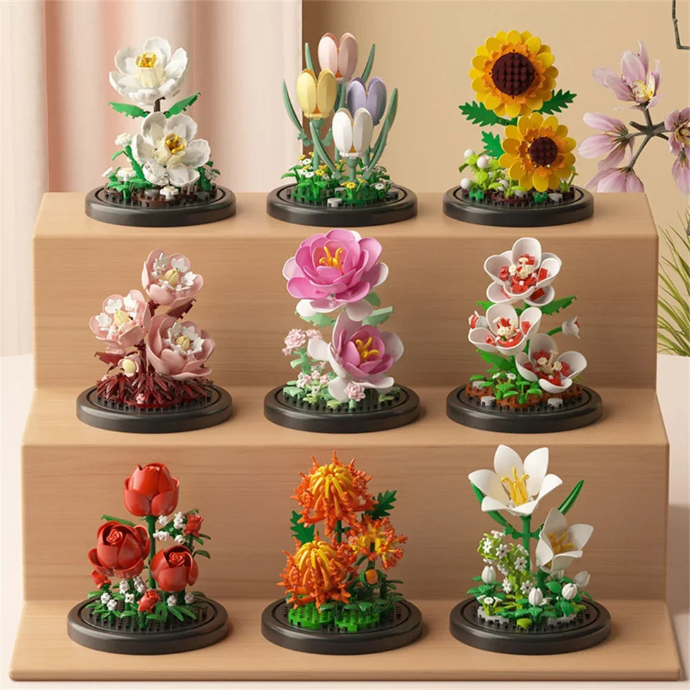Flower Bouquet Building Blocks DIY Plant Model for Home Decor