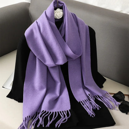 Women's Winter Scarf Warm Long Pashmina Shawl with Tassels