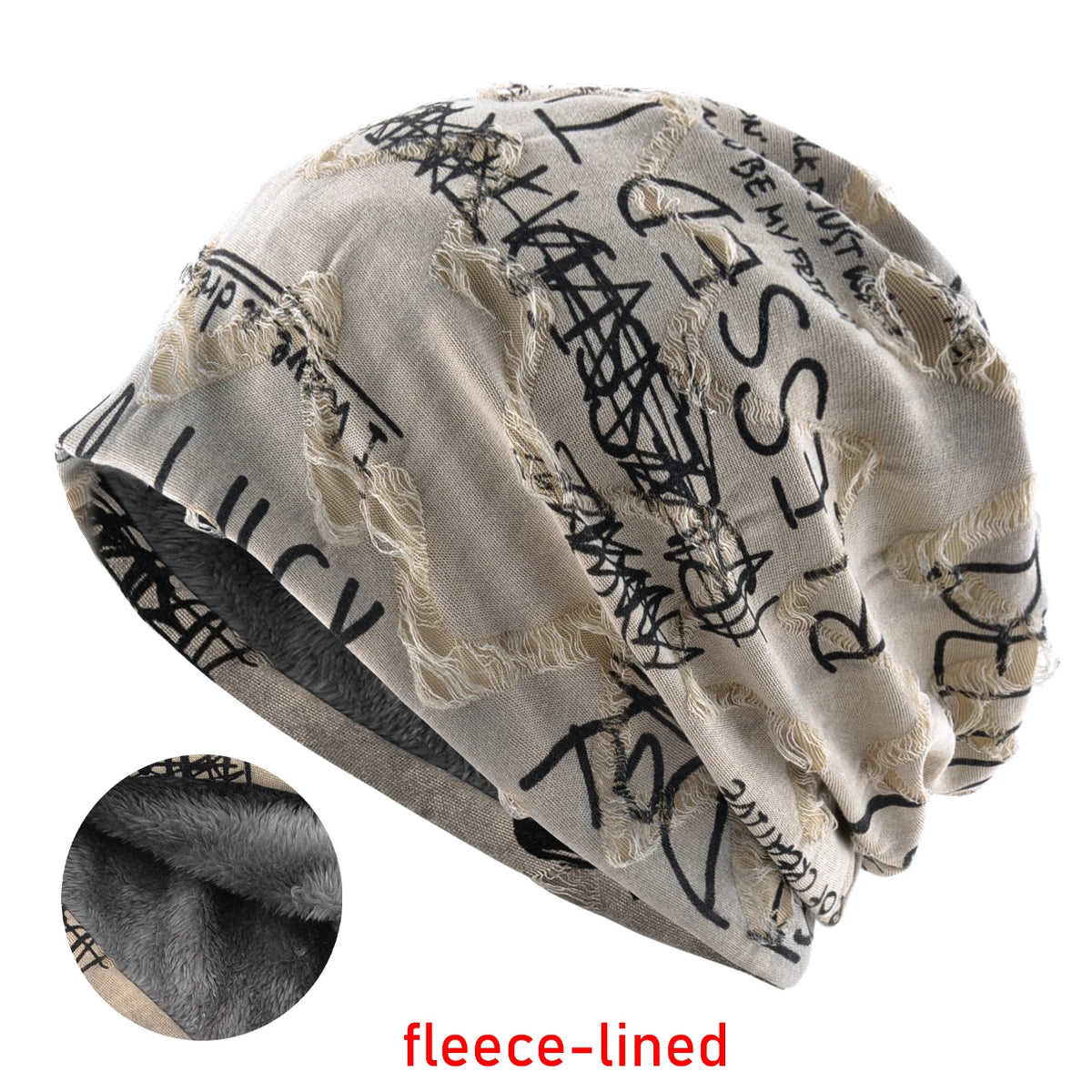 Knit Beanie Unisex Letter Print Warm Winter Hat