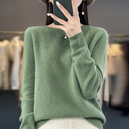 Women’s Merino Wool Sweater 100% Wool O-Neck Pullover