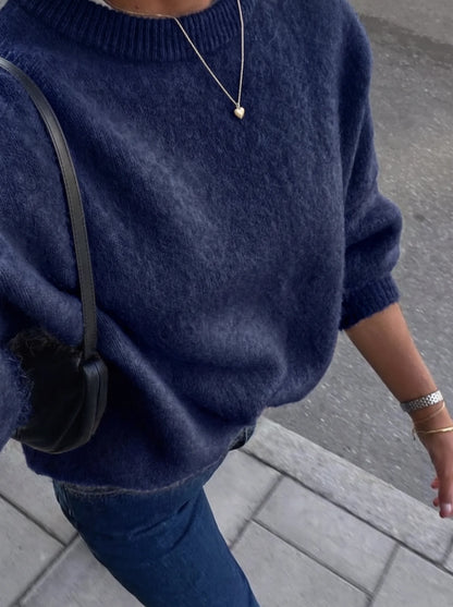Women's Knit Sweater Oversized O-Neck Warm Winter Pullover