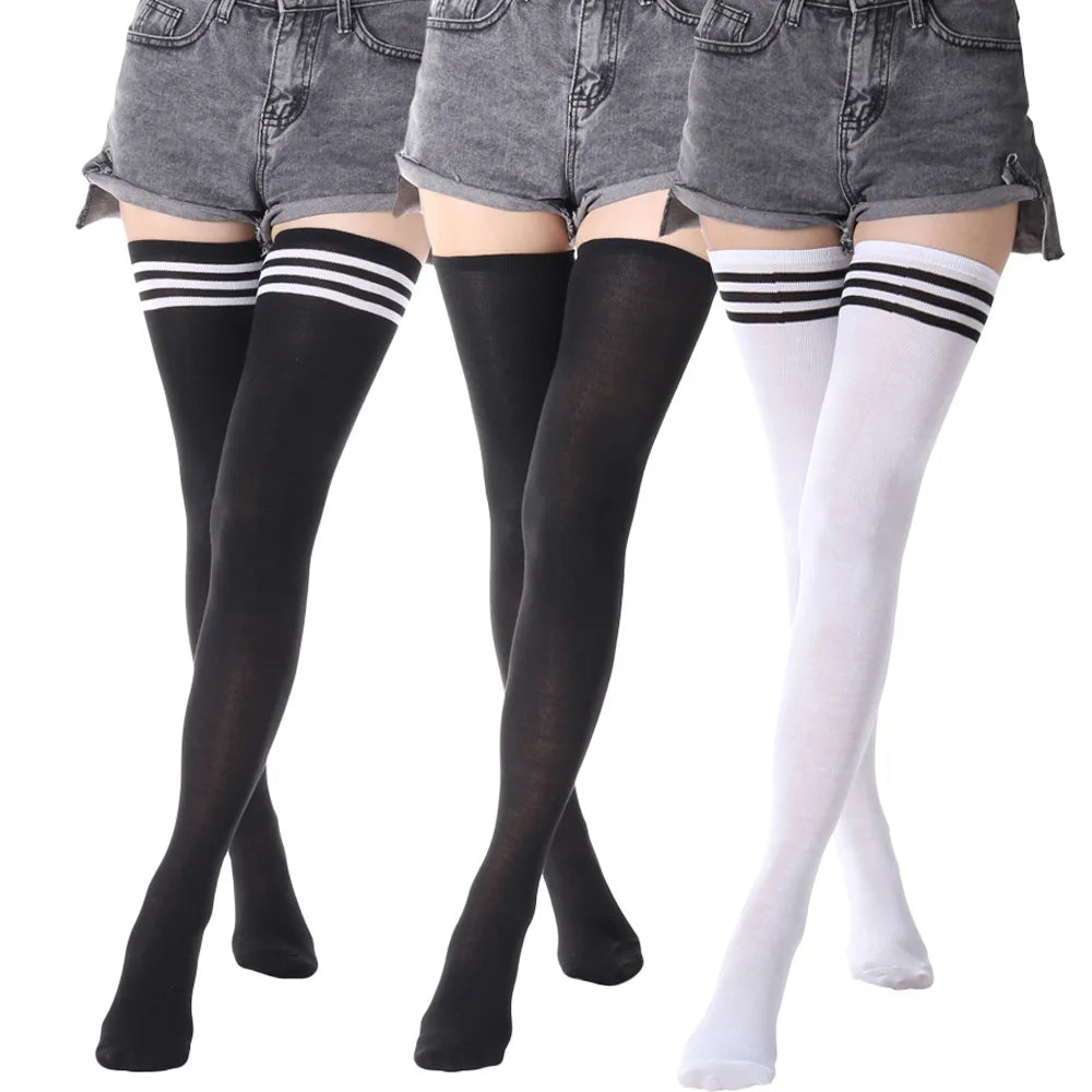 Women's Over The Knee Socks, Striped Long Tube Stockings