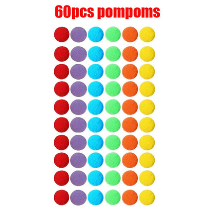 Counting and Sorting Toy with Pom Poms, Bowls and Tweezers