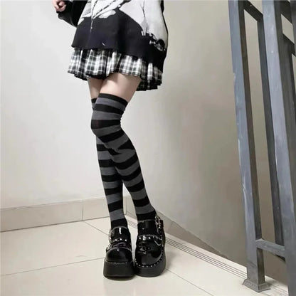 Women’s Striped Socks Long Tube Knee High Fashion Stockings