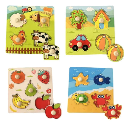 Wooden Montessori Puzzle for Toddlers – Educational Shape Matching Toy