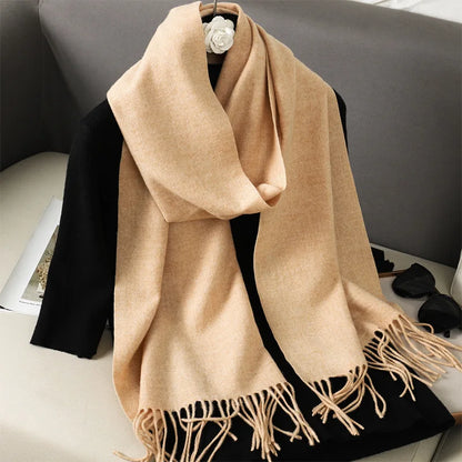 Women's Winter Scarf Warm Long Pashmina Shawl with Tassels