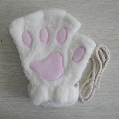 Fingerless Gloves, Plush Warm Furry Mittens for Women and Men