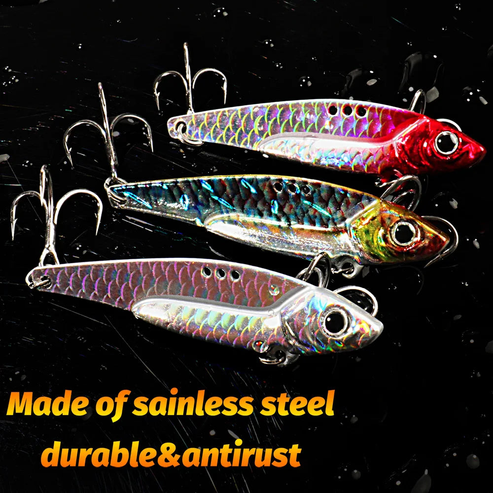 Vibration Fishing Lure Sinking Blade Bait with Treble Hook