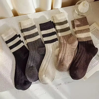 Women’s Ruffle Socks Breathable Mid Tube 5-Pair Set