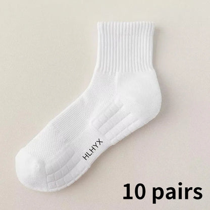 Men's Cotton Sports Socks Thick Cushioned Basketball 10-Pair