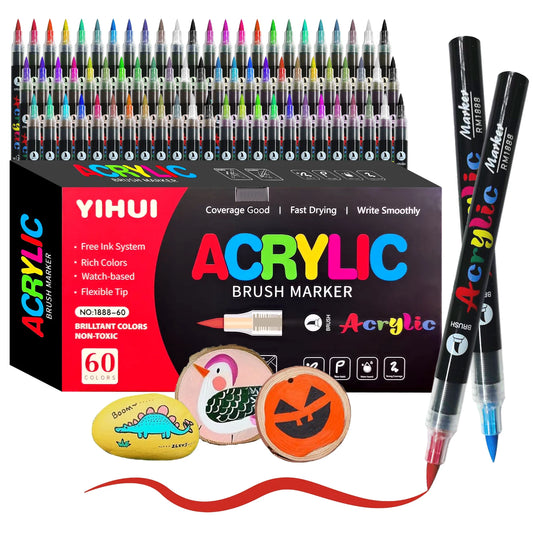 36 Color Acrylic Paint Pens Brush Tip Markers for Crafts