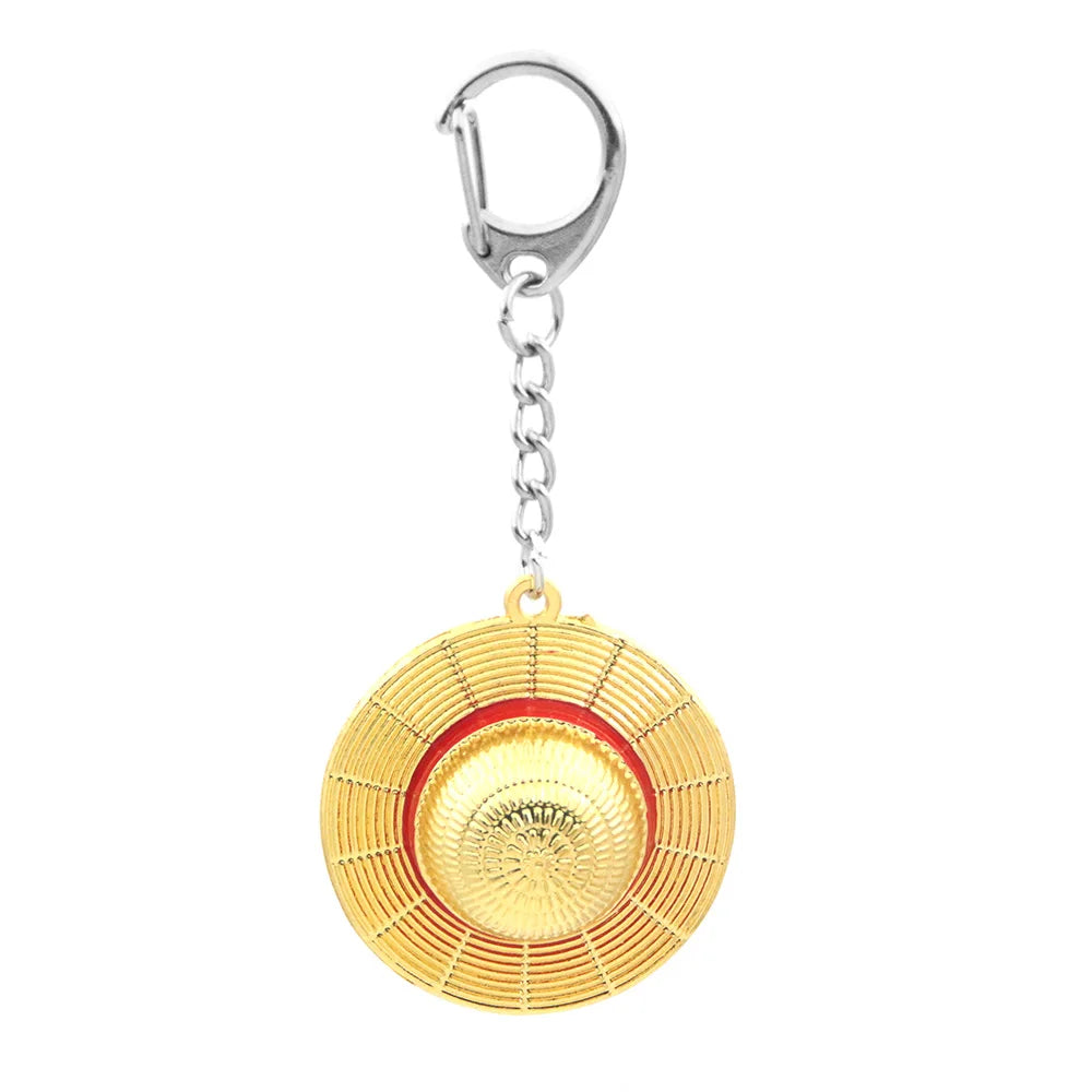 Straw Hat Keychain Metal Pendant Decorative Keyring