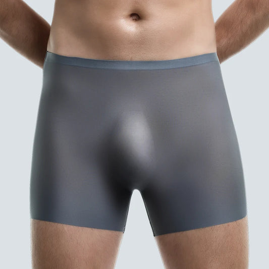 Men's Boxer Shorts, Seamless Ice Silk Stretch Underwear for Summer