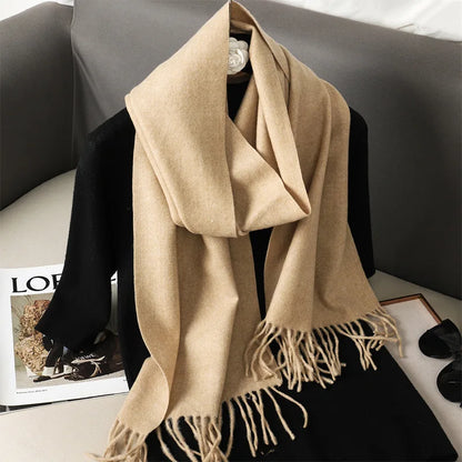 Women's Winter Scarf Warm Long Pashmina Shawl with Tassels