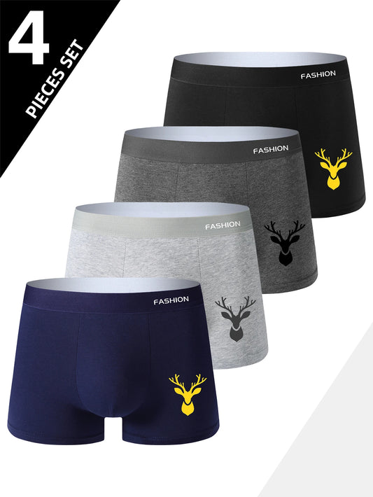 4-Pack Men's Boxer Shorts Breathable Printed Sports Underwear
