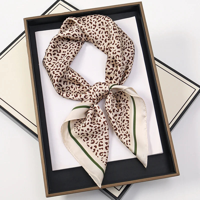 Women’s Square Scarf 70x70cm – Silk Feel Printed Hair Wrap