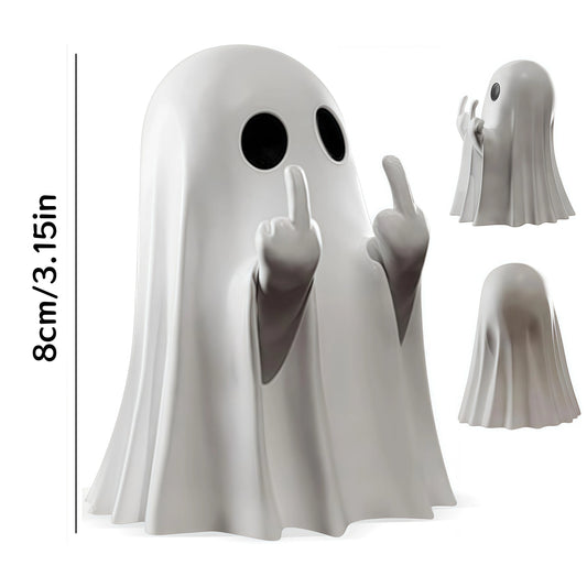 Middle Finger Ghost Statue, Funny Halloween Tabletop Decor