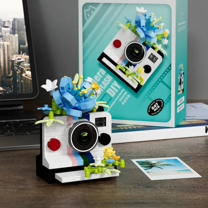 Camera Building Block Set, Retro Flower Model Educational Toy