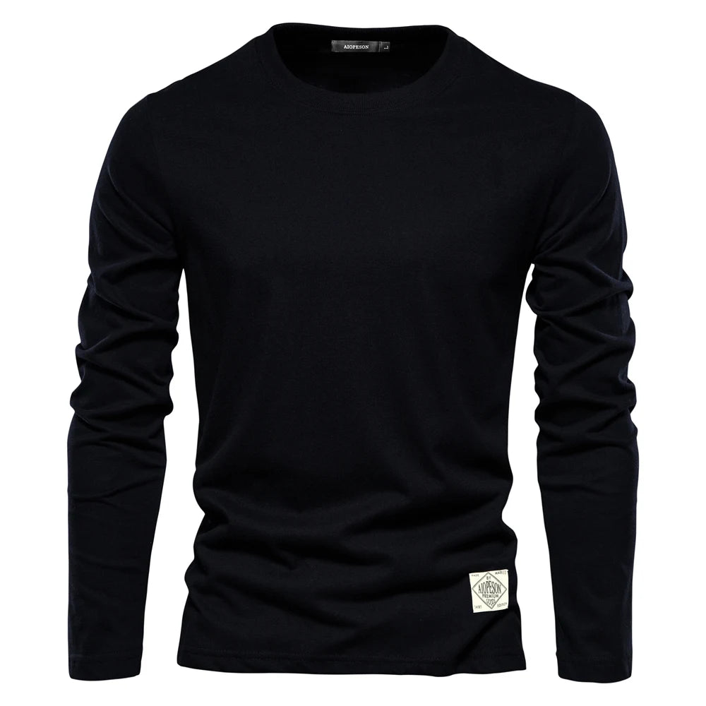 Men's Long Sleeve T-Shirt 100% Cotton Casual O-Neck Top