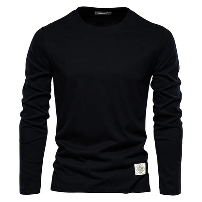 Men's Long Sleeve T-Shirt 100% Cotton Casual O-Neck Top