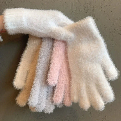 Women's Winter Gloves, Plush Warm Mittens for Outdoor Use