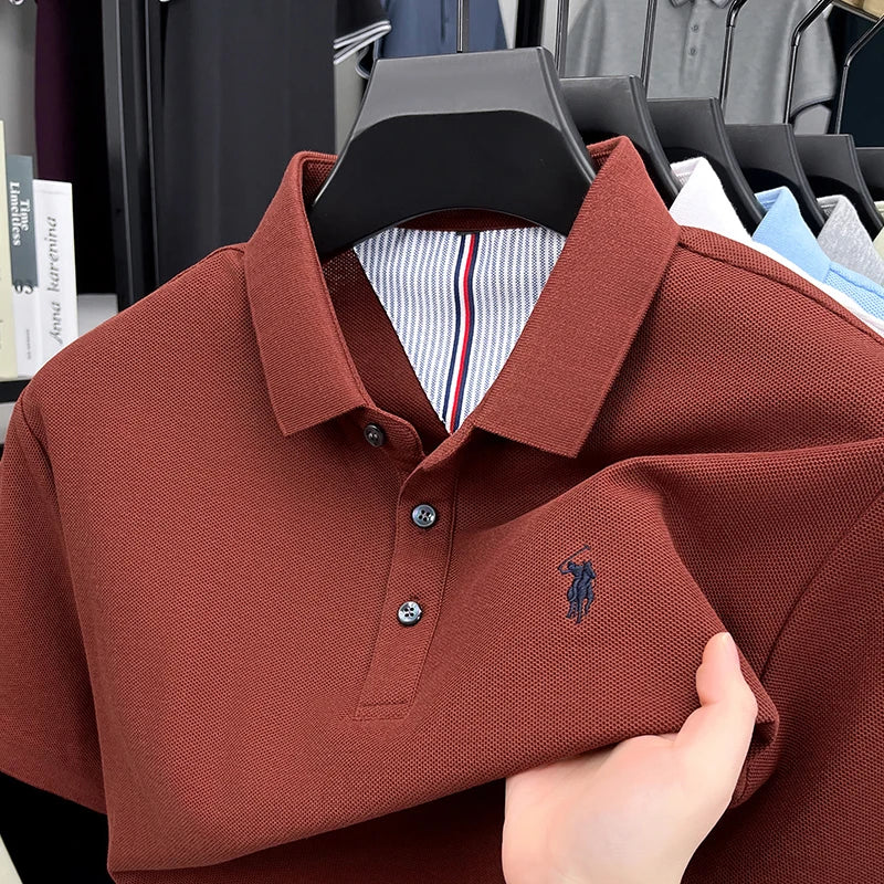 Men’s Cotton Polo Shirt – Embroidered Casual Golf Top