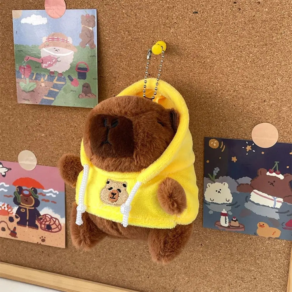 Capybara Plush Toy with Hoodie Wings – Mini Stuffed Animal Keychain
