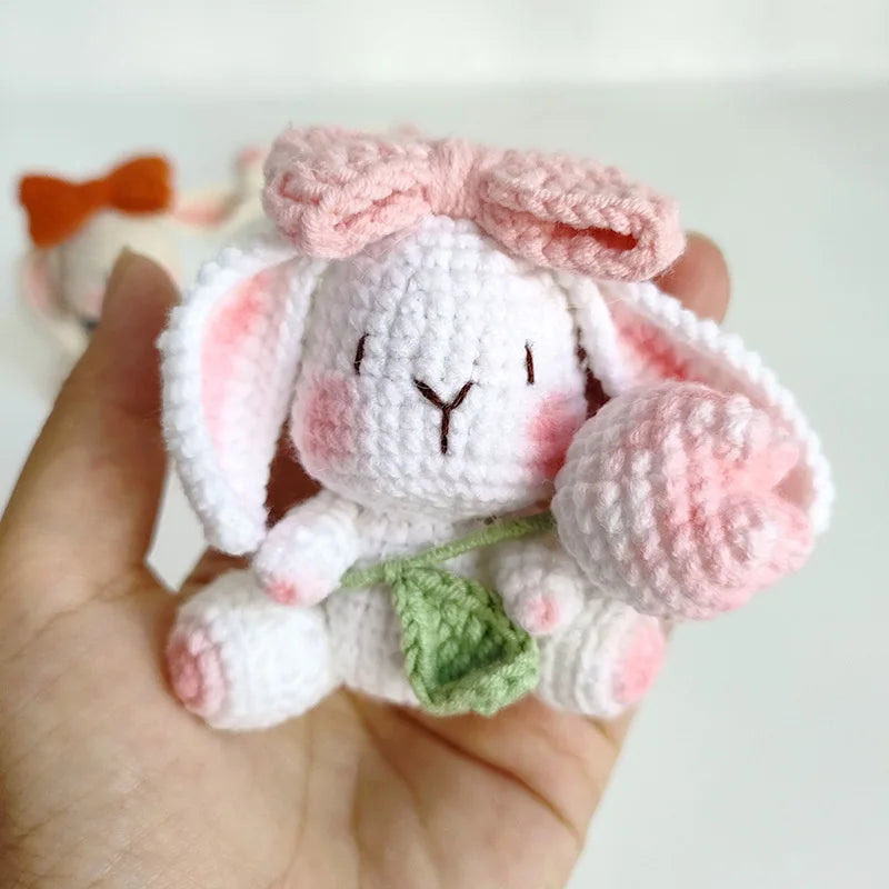 Rabbit Keychain Cute Crochet Animal Keyring for Bags and Gifts