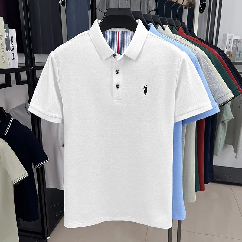 Men’s Cotton Polo Shirt – Embroidered Casual Golf Top