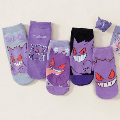 Men’s Ankle Socks Cartoon Print Lightweight Casual 5-Pair Set