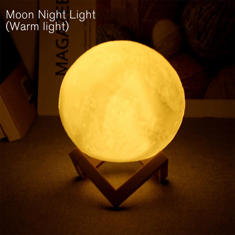 Moon Lamp LED Night Light with Stand for Bedroom Decor