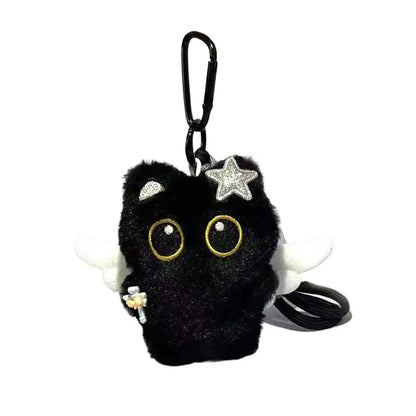 Black Cat Plush Keychain 10cm Cute Bag Charm Pendant