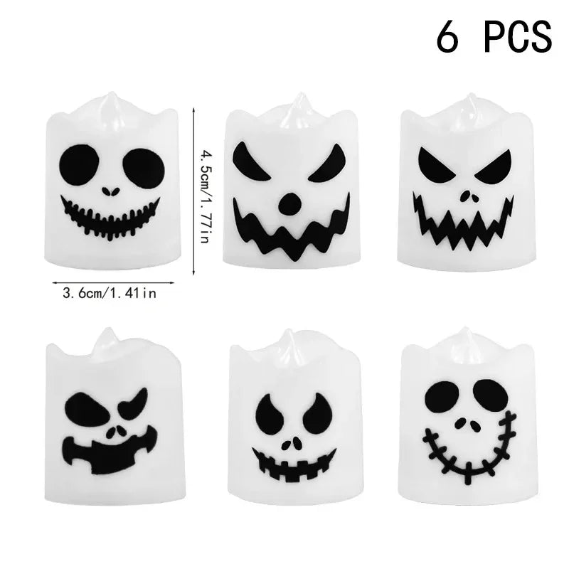 Halloween LED Candle Light 6PCS Ghost Pumpkin Party Decor