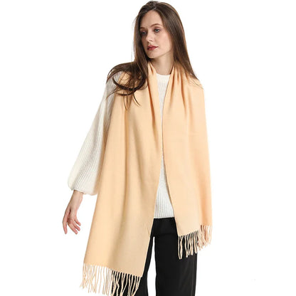 Women's Winter Scarf Warm Long Pashmina Shawl with Tassels