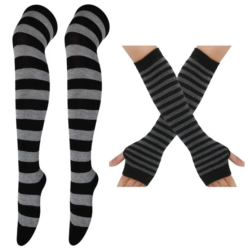 Thigh High Stockings – Women's Striped Over The Knee Socks