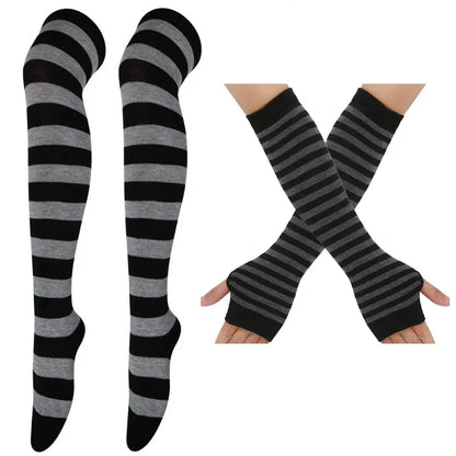 Thigh High Stockings – Women's Striped Over The Knee Socks
