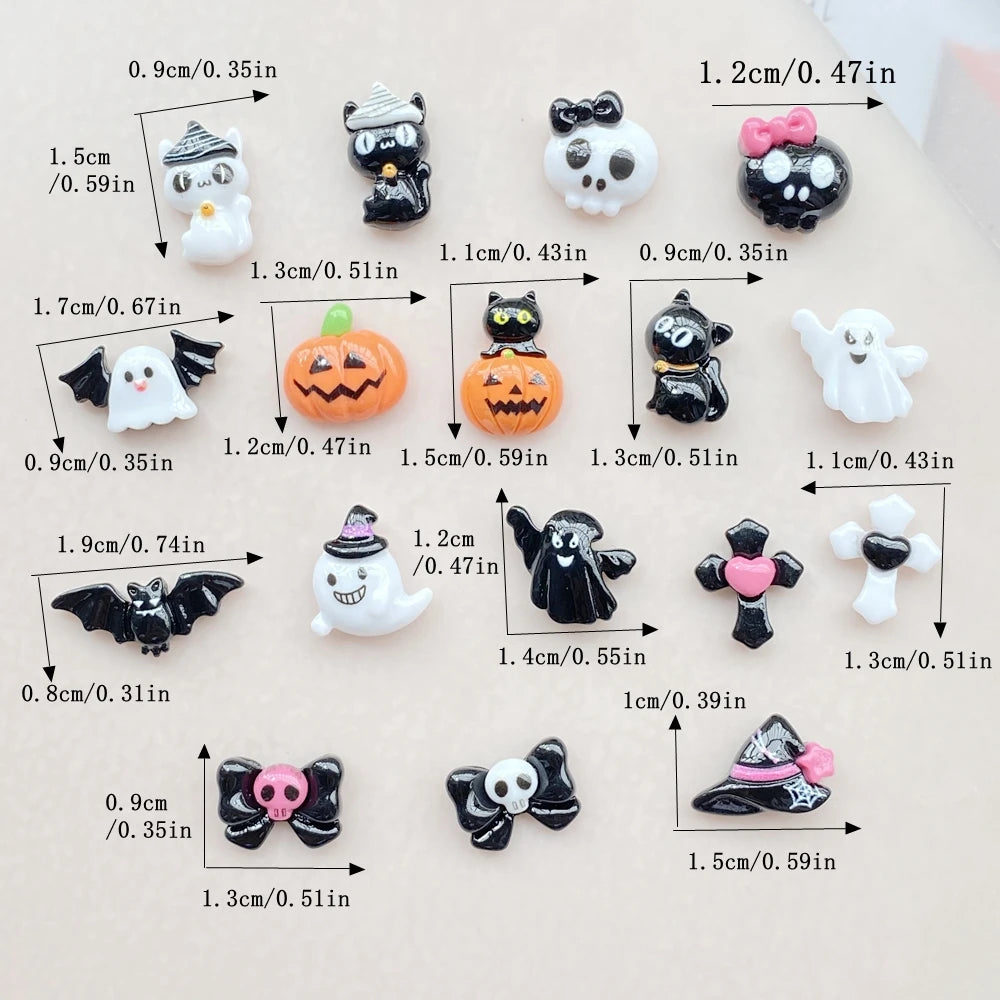 Halloween Nail Art Charms, 20Pcs 3D Resin Nail Decorations