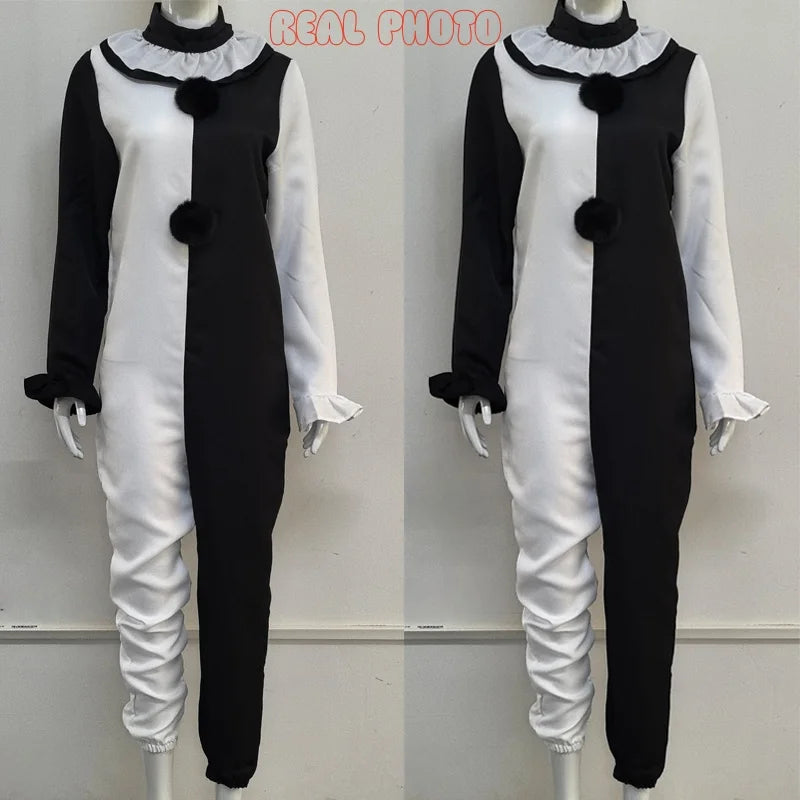 Clown Cosplay Costume – Adult Halloween Jumpsuit with Mask Options