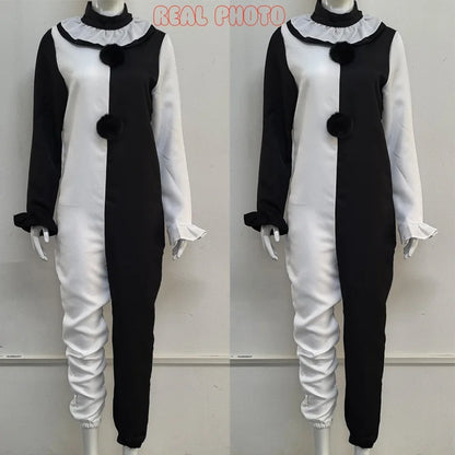 Clown Cosplay Costume – Adult Halloween Jumpsuit with Mask Options