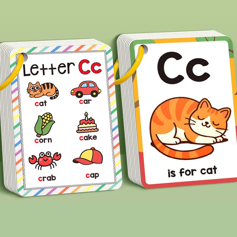 Alphabet Flash Cards for Kids with Pictures, A-Z English Learning Cards