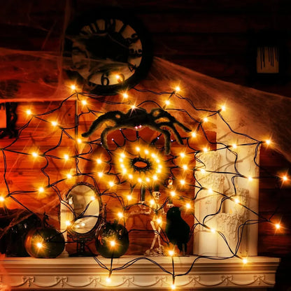 Halloween Spider Web Lights, Colorful LED String Decoration