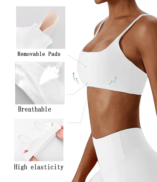 Women's Sports Bra Removable Pads Breathable Yoga Workout Top