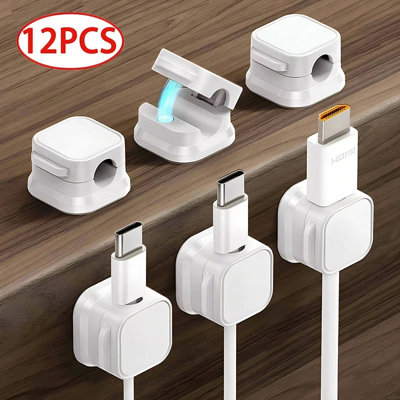 Magnetic Cable Clips Adhesive Cable Organizer for Desk and Home