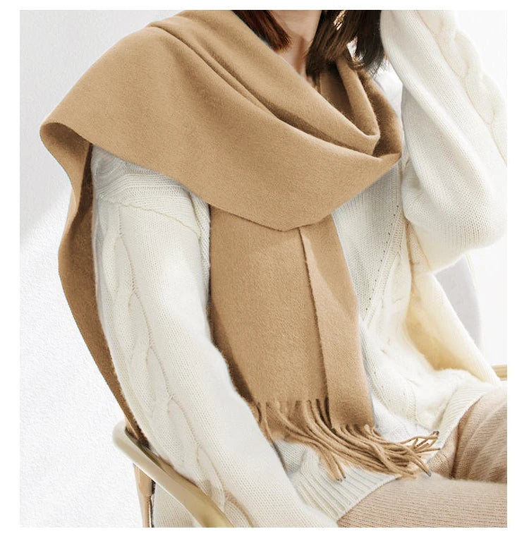 Women's Wool Scarf – Warm Winter Wrap 200×35cm