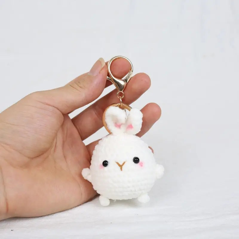 Crochet Rabbit Keychain Cute Knitted Animal Pendant for Bags and Keys
